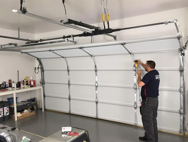 Lewisboro Garage Door Repair certified technician performing overhead door system repair in Lewisboro